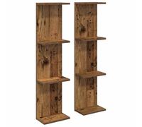 Yisssmeng Étagère Murale 2 Pièces Bois Ancien 25x15x100 cm | Gain de place idéal pour salon et chambre avec design vertical élégant, capacité de 15 kg et montage suspendu pratique.