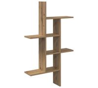 Yisssmeng Étagère Murale 5 Niches Bois d'Ingénierie 61x15x102cm | Meuble d'affichage mural compact avec 5 compartiments pour salon et bureau, style chêne artisanal élégant.
