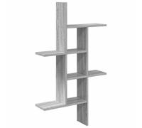Yisssmeng Étagère Murale 5 Niches Bois d'Ingénierie Gris Sonoma | Meuble d'affichage vertical suspendu à 5 compartiments pour optimiser l'espace dans votre salon, bureau ou séjour.