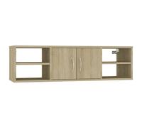 Yisssmeng Étagère Murale en Bois d'Ingénierie Chêne Sonoma 102x30x29 cm | Meuble de rangement suspendu à 6 niches pour salon, entrée ou bureau. Capacité de charge totale de 60 kg.