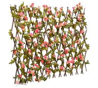 Yisssmeng Expandable Ivy Garden Fence Dark Rose 180 x 60 cm Écran de confidentialité pour balcon, patio, décoration extérieure, PVC et bois Panneau de clôture de confidentialité pour chiens, petite