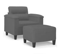 Yisssmeng Fauteuil avec Repose-Pied Microfibre Gris Foncé Ensemble 2 Pcs