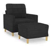 Yisssmeng Fauteuil avec Repose-Pied Noir 60 cm Tissu Salon Ensemble | Siège ergonomique avec pouf assorti pour salon et chambre, cadre en métal robuste, mousse dense et tissu respirant.