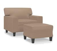 Yisssmeng Fauteuil avec Repose-Pied Similicuir Cappuccino 2 Pcs | Coussin rembourré en mousse et structure en métal pour salon. Repose-pieds polyvalent idéal pour lire ou se détendre.