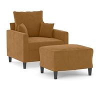 Yisssmeng Fauteuil avec Repose-Pied Velours Marron Ensemble 2 Pièces