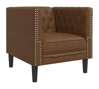 Yisssmeng Fauteuil Chesterfield 1 Place Similicuir Daim Marron Salon
