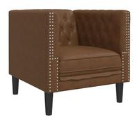 Yisssmeng Fauteuil Chesterfield Marron en Similicuir Daim 71x74,5x70,5 cm
