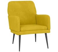 Yisssmeng Fauteuil de lecture en velours jaune 62 x 79 x 79 cm avec structure en métal - Fauteuil de lecture confortable pour salon, chambre à coucher, bureau
