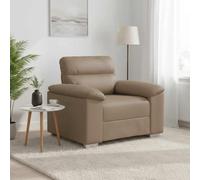 Yisssmeng Fauteuil de relaxation en cuir synthétique marron cappuccino 100 x 81 x 84 cm avec assise rembourrée épaisse Fauteuil de lecture confortable avec structure en métal pour salon, bureau et