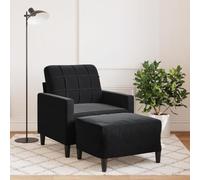 Yisssmeng Fauteuil en velours avec tabouret, noir, 77 x 77 x 80 cm, moderne, canapé de lecture confortable et chaise longue pour salon, maison, bureau et petites pièces