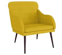 Yisssmeng Fauteuil lounge en velours jaune 63 x 76 x 80 cm avec structure en métal, assise profonde et accoudoirs, fauteuil de lecture confortable, petite chaise relax pour salon, chambre à coucher et