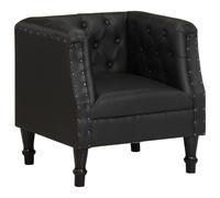 Yisssmeng Fauteuil lounge noir en cuir de chèvre véritable avec structure en bois de manguier, 60 x 57 x 64 cm, design industriel vintage, fauteuil de lecture, salon, chambre à coucher, TV, avec