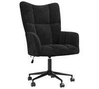 Yisssmeng Fauteuil relax en velours noir réglable en hauteur - Pivotant à 360° - Petit fauteuil club avec coutures décoratives - 61,5 x 69 x 94,5-102 cm - Fauteuil de lecture confortable pour salon