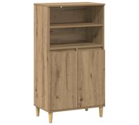 Yisssmeng Highboard Artisan Commode en chêne 60 x 36 x 110 cm | Armoire polyvalente polyvalente pour salon et chambre à coucher avec étagères ouvertes, porte fermée et pieds surélevés.