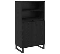 Yisssmeng Highboard Noir 60x36x110cm Meuble Rangement Bois d'Ingénierie | Buffet haut élégant pour salon et séjour avec étagères ajustables et 2 portes discrètes pour un rangement ordonné.
