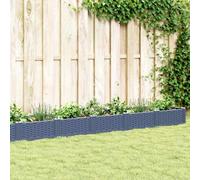 Yisssmeng Jardinière bleu gris 362,5 x 42,5 x 28,5 cm, en polypropylène robuste, avec piquets, aspect rotin, plate-bande surélevée peu encombrante pour balcon, parterre de terrasse, cuisine