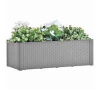 Yisssmeng Jardinière surélevée 100 x 43 x 33 cm - Gris - 90 l - Avec système d'auto-irrigation - En polypropylène - Aspect rotin - Résistant au gel - Pour balcon, salon, jardin d'hiver