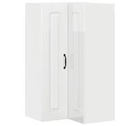 Yisssmeng Kalmar Armoire d'angle murale de cuisine - Blanc brillant - 57 x 57 x 100 cm - Commode d'angle avec beaucoup d'espace de rangement - Design moderne pour cuisine, salle à manger, couloir