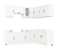 Yisssmeng Kalmar Lot de 11 kitchenettes en matériau dérivé du bois avec armoires suspendues robustes - Blanc brillant - 80 x 46 x 81,5 cm - Meuble bas d'angle, cache-lave-vaisselle, design moderne