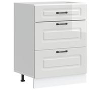 Yisssmeng Kalmar Meuble de cuisine avec tiroirs en blanc brillant - Meuble de cuisine moderne en bois - 60 x 46 x 81,5 cm