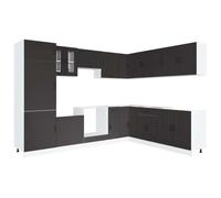 Yisssmeng Kalmar Meuble de cuisine d'angle pour cuisine/salle à manger - Noir - 14 pièces - 80 × 46 × 81,5 cm - Module