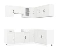 Yisssmeng Kalmar - Set de 11 pièces - Kitchenette de rangement en bois et verre - Blanc - 80 x 46 x 81,5 cm - Design moderne, robuste et durable - Pour cuisine ouverte, salle à manger et couloir