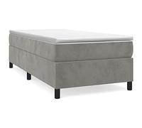 Yisssmeng Lit à sommier tapissier 100 x 200 cm en velours gris clair avec matelas et surmatelas, lit simple moderne, ressorts ensachés pour soutien moyennement dur, canapé-lit chic pour chambre d'amis