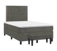 Yisssmeng Lit à sommier tapissier 120 x 190 cm en velours gris foncé avec matelas à ressorts ensachés, tête de lit réglable en hauteur et banc d'appoint, design moderne pour chambre d'adolescent