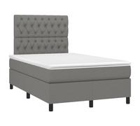 Yisssmeng Lit à sommier tapissier, 120 x 190 cm, gris foncé, en tissu respirant, tête de lit réglable en hauteur, matelas mi-dur, pour chambre d'adolescent, chambre d'amis, chambre à coucher