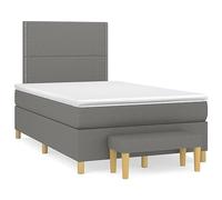 Yisssmeng Lit à sommier tapissier, 120 x 200 cm, gris foncé, avec matelas à ressorts ensachés, tête de lit réglable en hauteur et banc rembourré, moderne et robuste, pour chambre à coucher, chambre