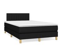 Yisssmeng Lit à sommier tapissier, 120 x 200 cm, noir, avec matelas à ressorts ensachés, surmatelas, tête de lit réglable, pour chambre d'adolescent et d'amis