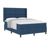 Yisssmeng Lit à sommier tapissier 140 x 190 cm avec matelas et surmatelas - Lit double rembourré moderne avec tête de lit réglable en hauteur - Parure de lit complète pour chambre à coucher - Bleu