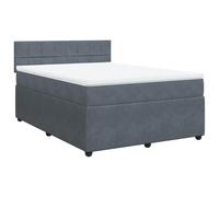 Yisssmeng Lit à sommier tapissier, 140 x 190 cm, en velours, gris foncé, avec matelas à ressorts ensachés et surmatelas, design moderne, pour chambre d'adolescent ou chambre d'amis