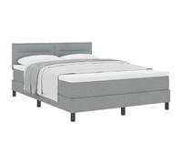 Yisssmeng Lit à sommier tapissier 140 x 190 cm - Ensemble complet avec matelas et surmatelas - Lit rembourré avec tête de lit réglable - Lit double moderne pour chambre à coucher - Tissu gris clair