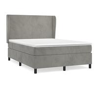 Yisssmeng Lit à sommier tapissier, 140 x 190 cm, gris clair, en velours, avec matelas et surmatelas, tête de lit réglable en hauteur, moderne, pour chambre à coucher, chambre d'amis