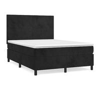 Yisssmeng Lit à sommier tapissier 140 x 200 cm - En velours noir - Avec matelas et surmatelas - Tête de lit réglable en hauteur - Soutien mi-dur - Design moderne pour chambre à coucher, chambre d'amis