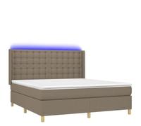 Yisssmeng Lit à sommier tapissier 160 x 200 cm avec matelas LED, lit double, taupe, en bois de mélèze massif, tête de lit réglable en hauteur pour chambre à coucher