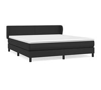 Yisssmeng Lit à sommier tapissier 160 x 200 cm en cuir synthétique noir avec matelas et surmatelas - Design moderne - Tête de lit réglable en hauteur - Pour chambre à coucher, chambre d'amis