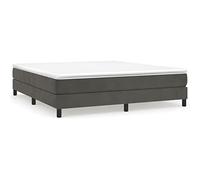 Yisssmeng Lit à sommier tapissier 160 x 200 cm en velours gris foncé, avec matelas à ressorts ensachés et surmatelas, 25 cm de haut, dureté moyenne