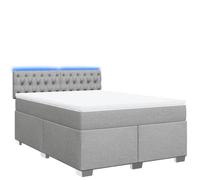 Yisssmeng Lit à sommier tapissier, 160 x 200 cm, gris clair, avec matelas à ressorts ensachés, éclairage d'ambiance LED, support amovible, cadre en bois de pin, design moderne pour chambre à coucher