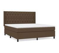 Yisssmeng Lit à sommier tapissier 160 x 200 cm marron foncé avec matelas et surmatelas - Cadre en bois de mélèze - Tête de lit réglable en hauteur - Lit double confortable pour chambre à coucher