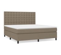 Yisssmeng Lit à sommier tapissier 160 x 200 cm, taupe, avec matelas et surmatelas, respirant, tête de lit réglable en hauteur, dureté moyenne, lit double