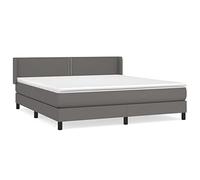 Yisssmeng Lit à sommier tapissier 180 x 200 cm avec matelas et surmatelas - En cuir synthétique - Design moderne - Tête de lit réglable en hauteur - Pour chambre à coucher, appartement, chambre d'amis