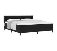 Yisssmeng Lit à sommier tapissier 180 x 200 cm avec matelas et surmatelas - Ensemble complet pour lit double avec tête de lit réglable en hauteur - Cadre de lit moderne pour chambre à coucher - Noir