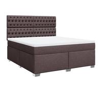 Yisssmeng Lit à sommier tapissier 180 x 200 cm - Lit complet avec matelas à ressorts ensachés et surmatelas - Lit double capitonné avec tête de lit réglable en hauteur - Tissu marron foncé