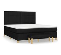Yisssmeng Lit à sommier tapissier 180 x 200 cm, noir, avec matelas et banc, housse en tissu, design moderne, robuste et confortable, pour chambre à coucher, chambre d'amis