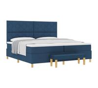 Yisssmeng Lit à sommier tapissier, 200 x 200 cm, ensemble complet avec matelas et surmatelas, lit rembourré avec tête de lit et banc, lit double moderne pour chambre à coucher, tissu bleu