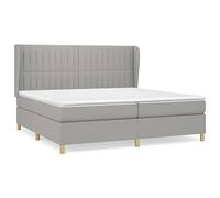 Yisssmeng Lit à sommier tapissier - 200 x 200 cm - Gris clair - Avec matelas et surmatelas à ressorts ensachés - En bois de mélèze massif - Tête de lit réglable en hauteur - Design moderne - Pour