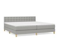 Yisssmeng Lit à sommier tapissier 200 x 200 cm, gris clair, avec matelas et surmatelas, ressorts ensachés, dureté moyenne, tête de lit réglable en hauteur, canapé-lit moderne, design robuste, pour