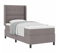 Yisssmeng Lit à sommier tapissier 80 x 200 cm avec matelas et surmatelas, lit simple avec tête de lit réglable, lit rembourré complet pour chambre à coucher et chambre d'amis, tissu taupe